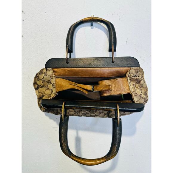 GUCCI Fall 2002 Tom Ford Classic Brown Monogrammed GG Canvas Wood Handle Doctor - Picture 11 of 16